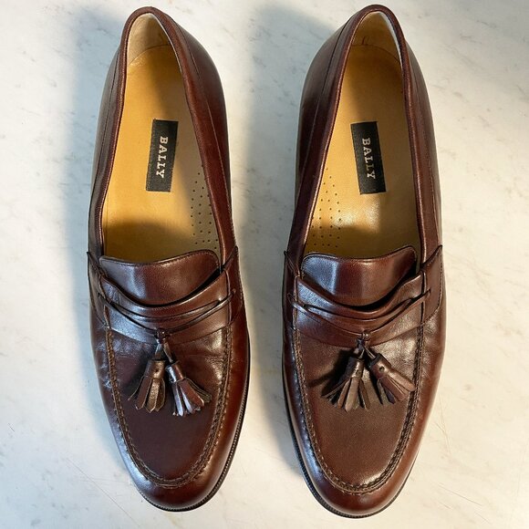 Bally Brown Leather Loafers with Tassels main image 7